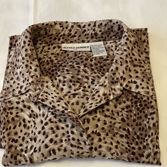 ALFRED DUNNER Animal Print Long Sleeve Collared Women’s Top 100% Polyester Sz 18 - Picture 14 of 14